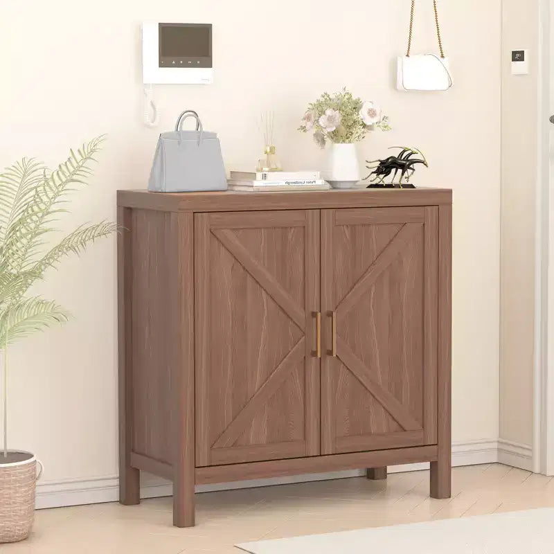 30 Inch Storage Cabinet, Wooden Door Sideboard Buffet Cabinet with Adjustable Shelves, Rustic Entryway Cabinet for Kitchen, Bedroom, Living Room