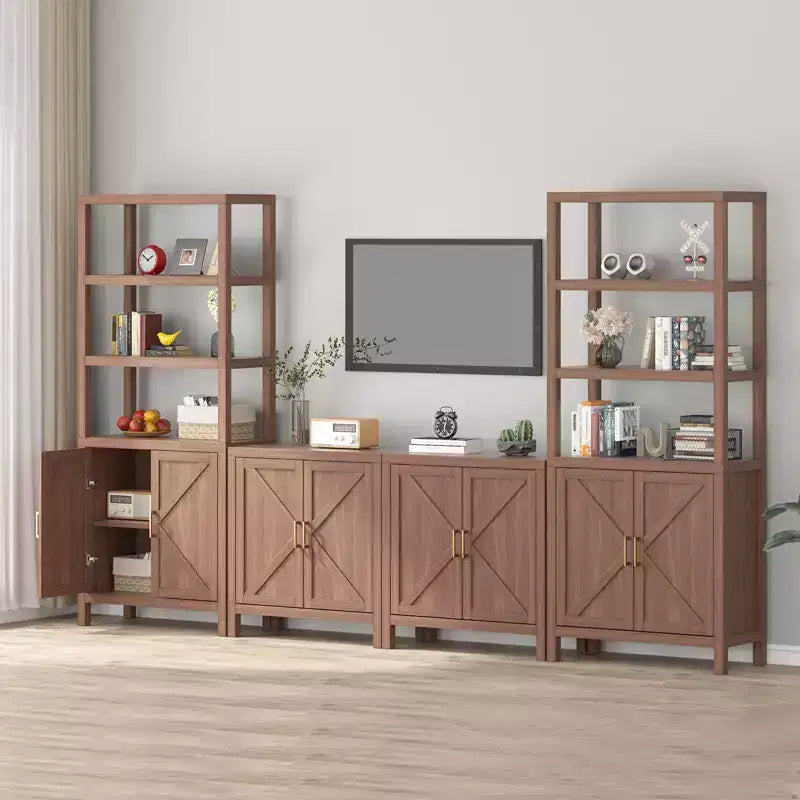 30 Inch Storage Cabinet, Wooden Door Sideboard Buffet Cabinet with Adjustable Shelves, Rustic Entryway Cabinet for Kitchen, Bedroom, Living Room
