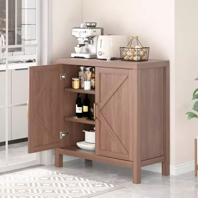 30 Inch Storage Cabinet, Wooden Door Sideboard Buffet Cabinet with Adjustable Shelves, Rustic Entryway Cabinet for Kitchen, Bedroom, Living Room
