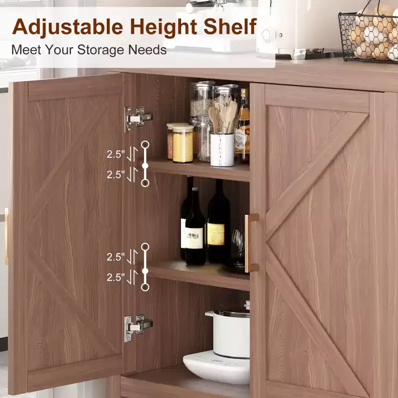 30 Inch Storage Cabinet, Wooden Door Sideboard Buffet Cabinet with Adjustable Shelves, Rustic Entryway Cabinet for Kitchen, Bedroom, Living Room