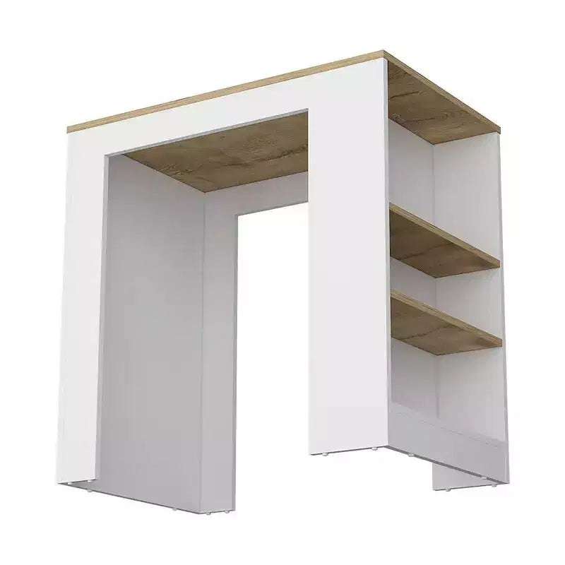 Îlot de cuisine avec étagères de rangement latérales, organisateur de comptoir multifonction, table îlot pour cuisine, salle à manger, blanc