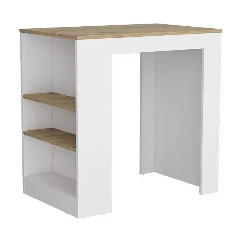 Îlot de cuisine avec étagères de rangement latérales, organisateur de comptoir multifonction, table îlot pour cuisine, salle à manger, blanc
