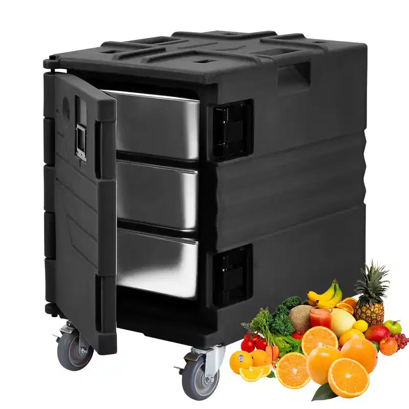 95QT Catering Food Warmers with Swivel Casters, Insulated Food Carrier for 6 Full-Size Pans, Hot Box for Catering, for Camping, Restaurant