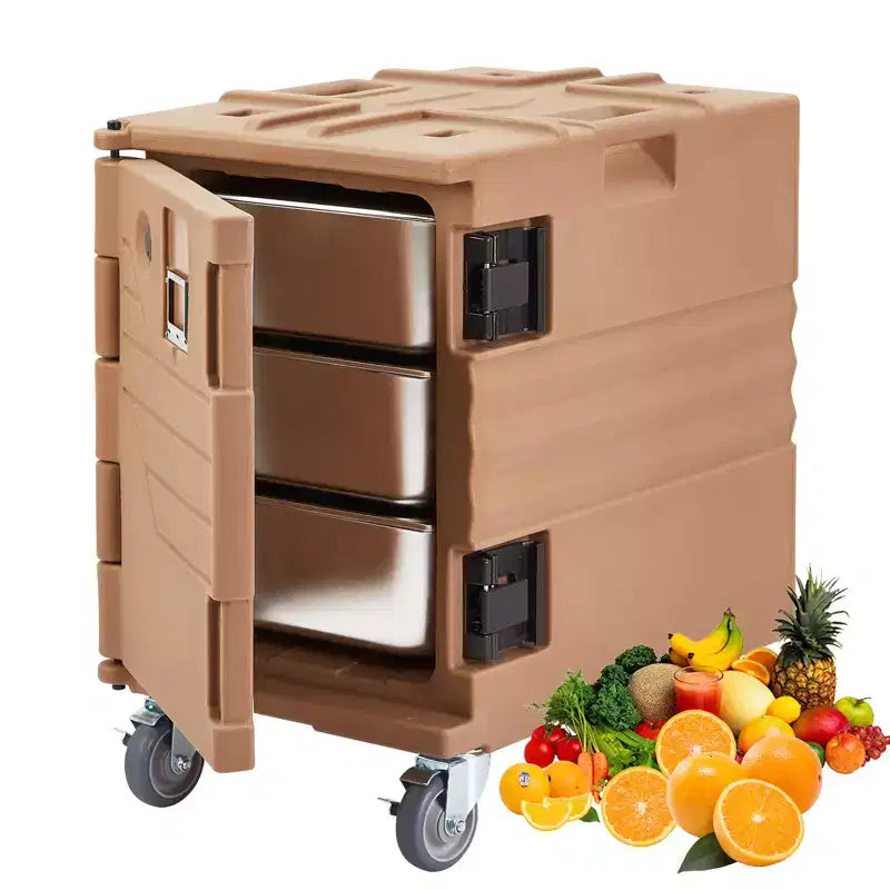 95QT Catering Food Warmers with Swivel Casters, Insulated Food Carrier for 6 Full-Size Pans, Hot Box for Catering, for Camping, Restaurant