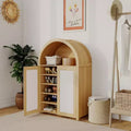 Arched Shoe Cabinet with Doors & Shelves, 5-Tier Rattan Shoes Rack Organizer Cabinet with Adjustable Shelves for Entryway, Closet, Living Room