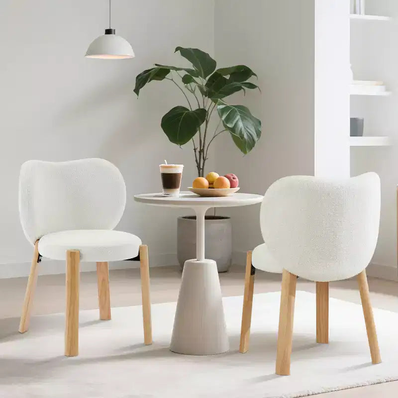 Wooden Dining Chair Modern and charming design, velvet teddy fabric, curved backrest, padded seat cushion, suitable for kitchens and living rooms.