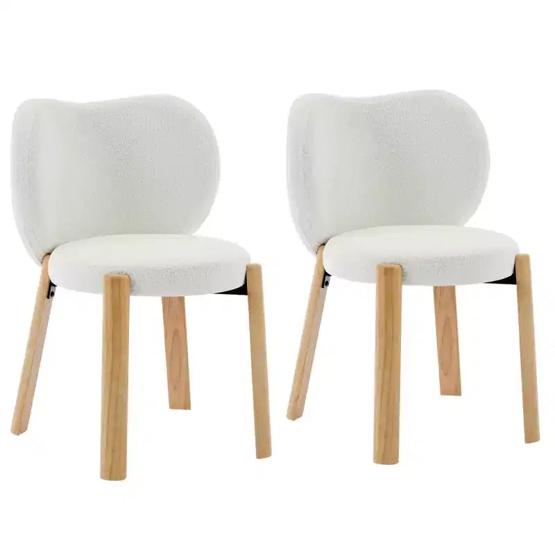 Wooden Dining Chair Modern and charming design, velvet teddy fabric, curved backrest, padded seat cushion, suitable for kitchens and living rooms.