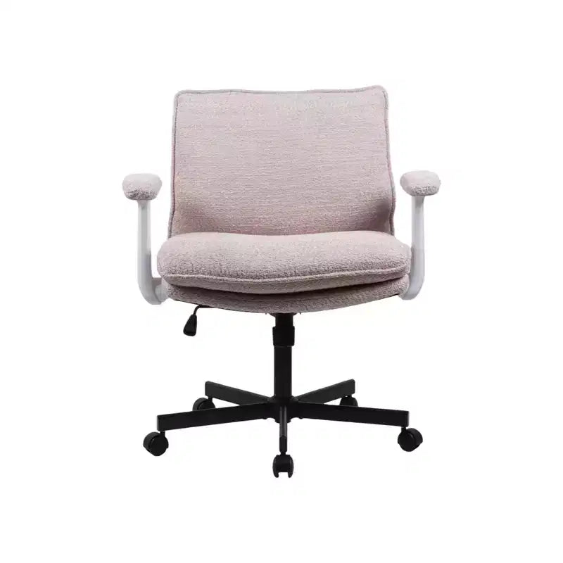 Criss-Cross Desk Chair: Wide Seat, Flip Arms & Wheels | Upholstered Vanity/Home Office Swivel