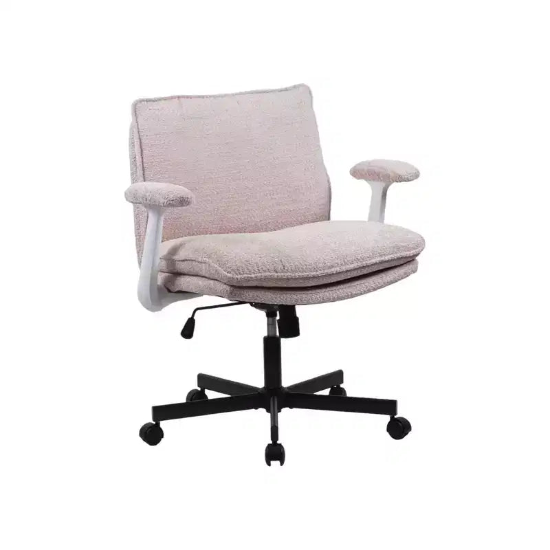 Criss-Cross Desk Chair: Wide Seat, Flip Arms & Wheels | Upholstered Vanity/Home Office Swivel