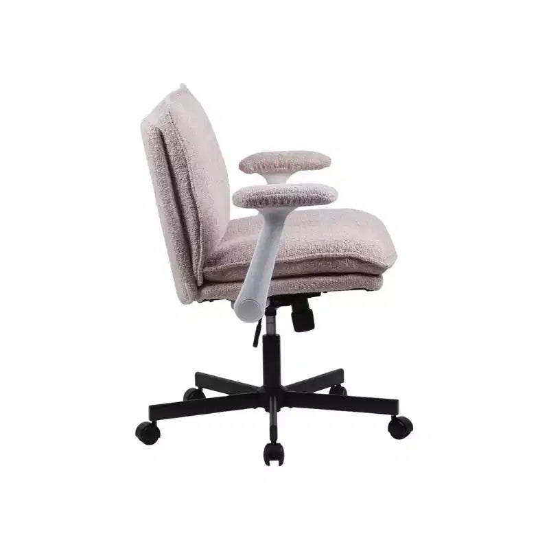 Criss-Cross Desk Chair: Wide Seat, Flip Arms & Wheels | Upholstered Vanity/Home Office Swivel