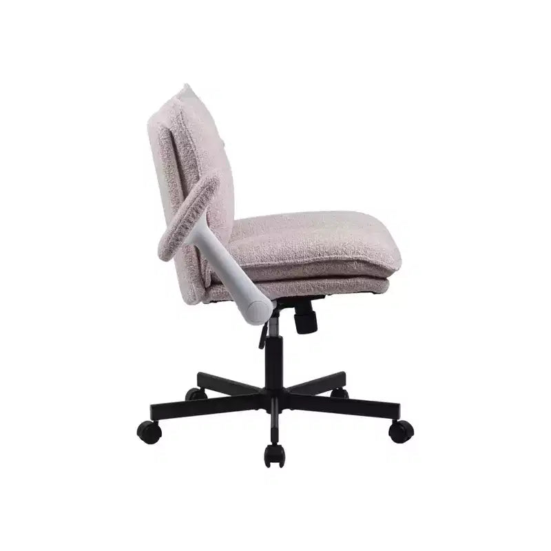 Criss-Cross Desk Chair: Wide Seat, Flip Arms & Wheels | Upholstered Vanity/Home Office Swivel