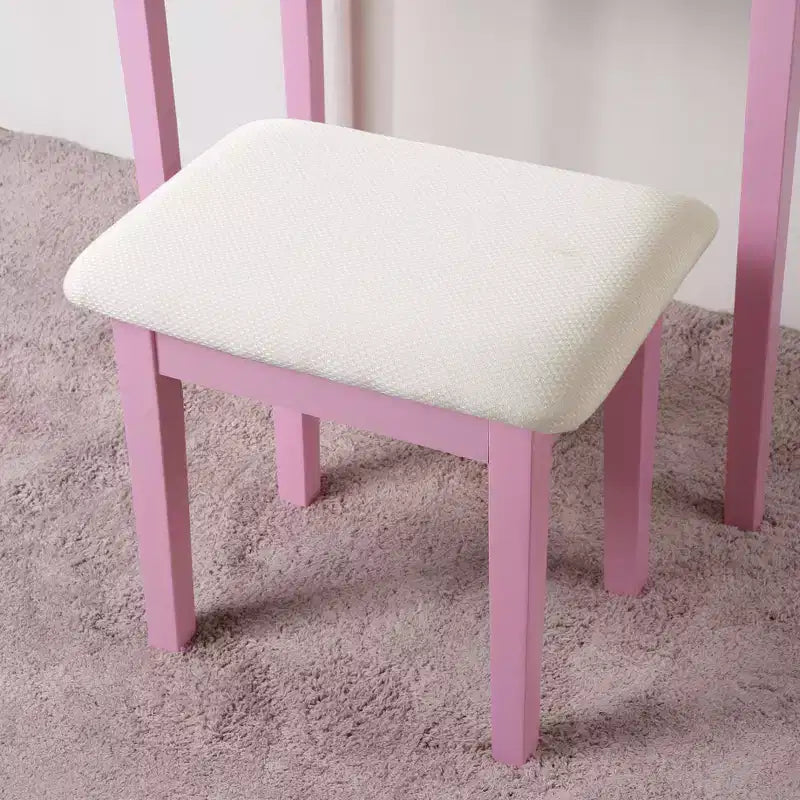 Coiffeuse Vintage avec Miroir Ovale, Coiffeuse Compacte avec 3 Tiroirs et Tabouret Rembourré, Petite Coiffeuse pour Petit Espace