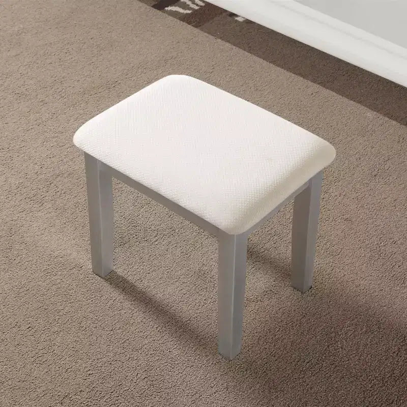 Coiffeuse Vintage avec Miroir Ovale, Coiffeuse Compacte avec 3 Tiroirs et Tabouret Rembourré, Petite Coiffeuse pour Petit Espace