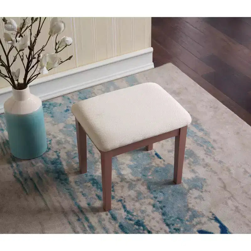 Coiffeuse Vintage avec Miroir Ovale, Coiffeuse Compacte avec 3 Tiroirs et Tabouret Rembourré, Petite Coiffeuse pour Petit Espace