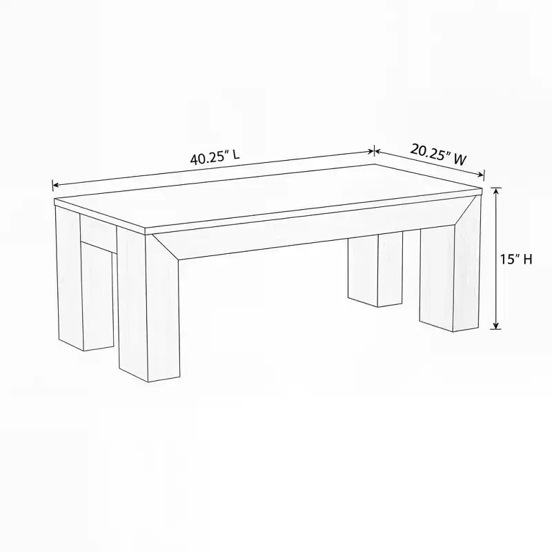Modern Rectangular Coffee Table (40in x 20in / 1020mm x 510mm)