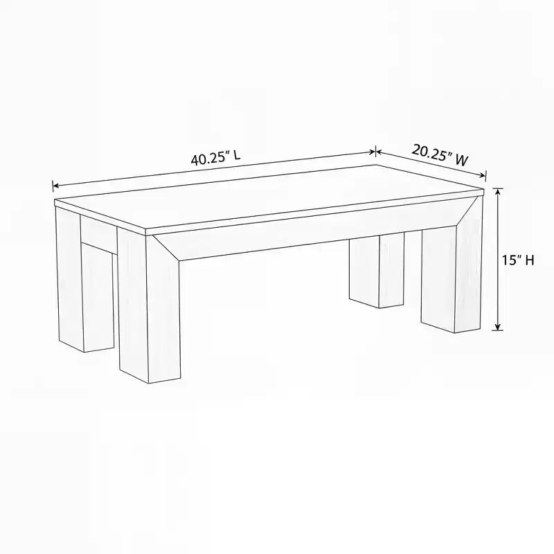 Modern Rectangular Coffee Table (40in x 20in / 1020mm x 510mm)