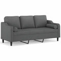vidaXL 2-Seater Sofa with Throw Pillows Accent Loveseat for Living Room Fabric