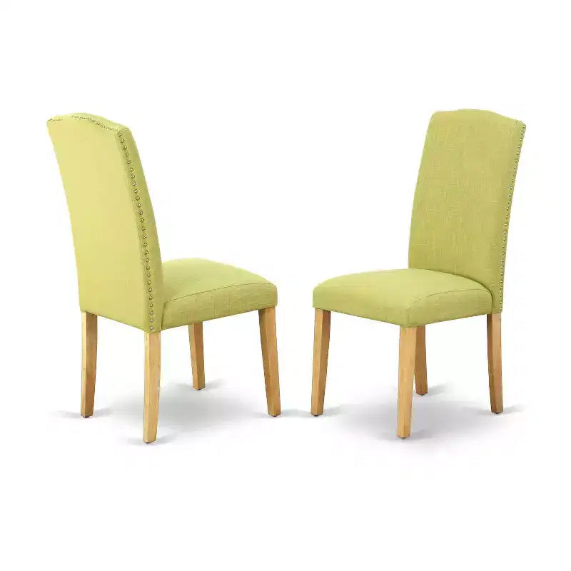 Neo-Classical Dining Set - 5Pc Square Table & Parson Chairs - Oak Leg Linen Fabric - 36 Inch