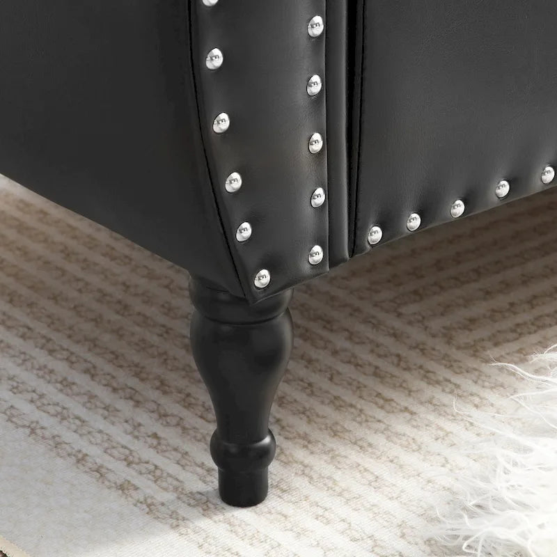 Banc de bout de lit de 160 cm en similicuir avec rangement à couvercle relevable et garniture à tête de clou