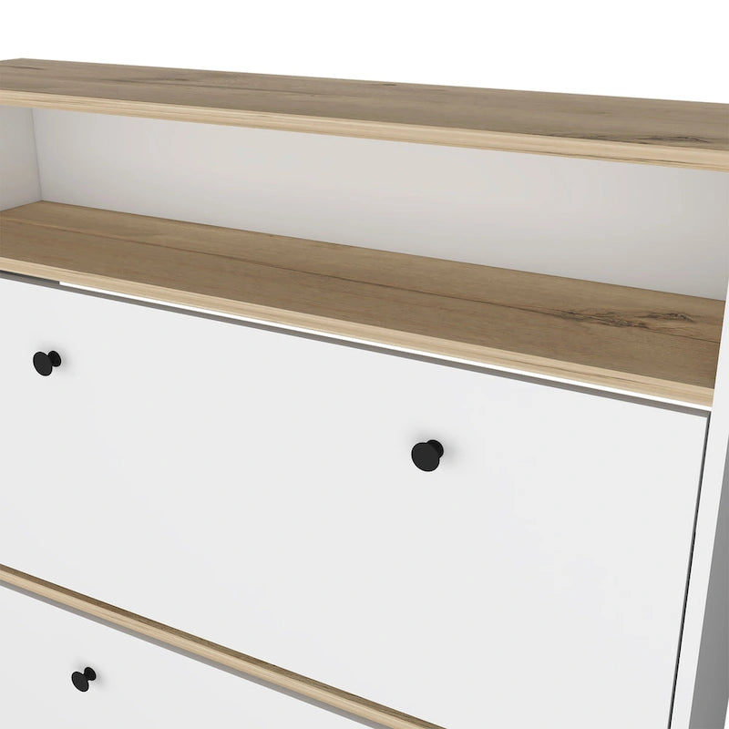 Meuble à chaussures, une étagère ouverte, deux caissons extensibles