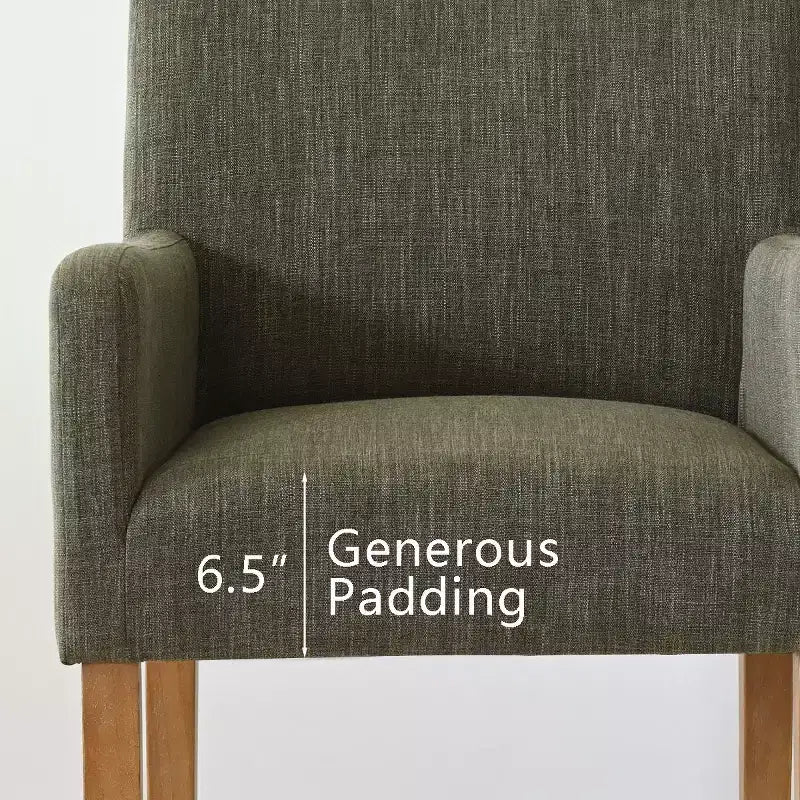Lot de 6 chaises de salle à manger capitonnées avec accoudoirs, fauteuils modernes en lin avec pieds en bois, chaises d'appoint pour salle à manger, salon – Panipeachy