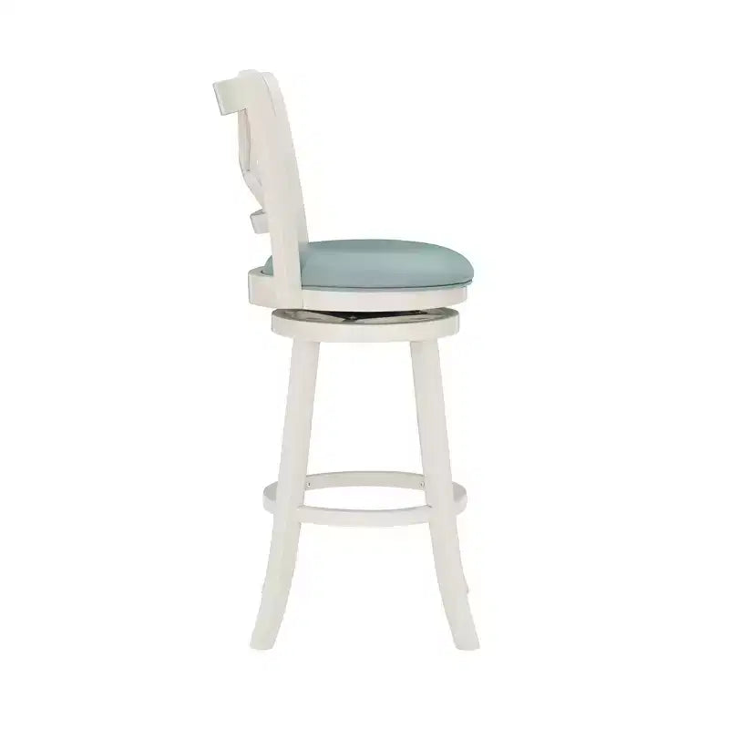 29" Winslow Faux Leather Swivel Barstool Cream - : Upholstered, Wood Legs, Fixed Height