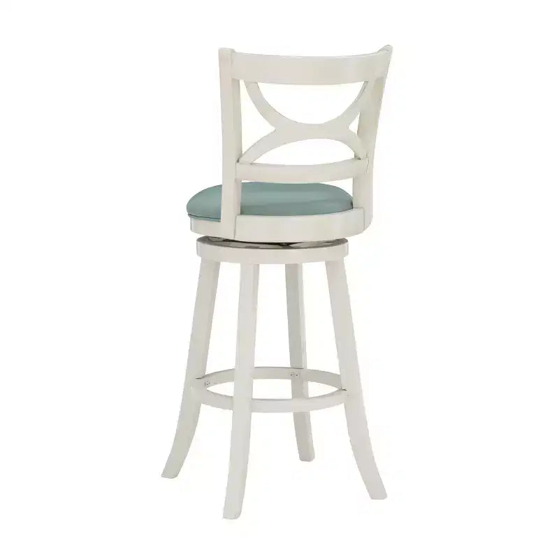 29" Winslow Faux Leather Swivel Barstool Cream - : Upholstered, Wood Legs, Fixed Height