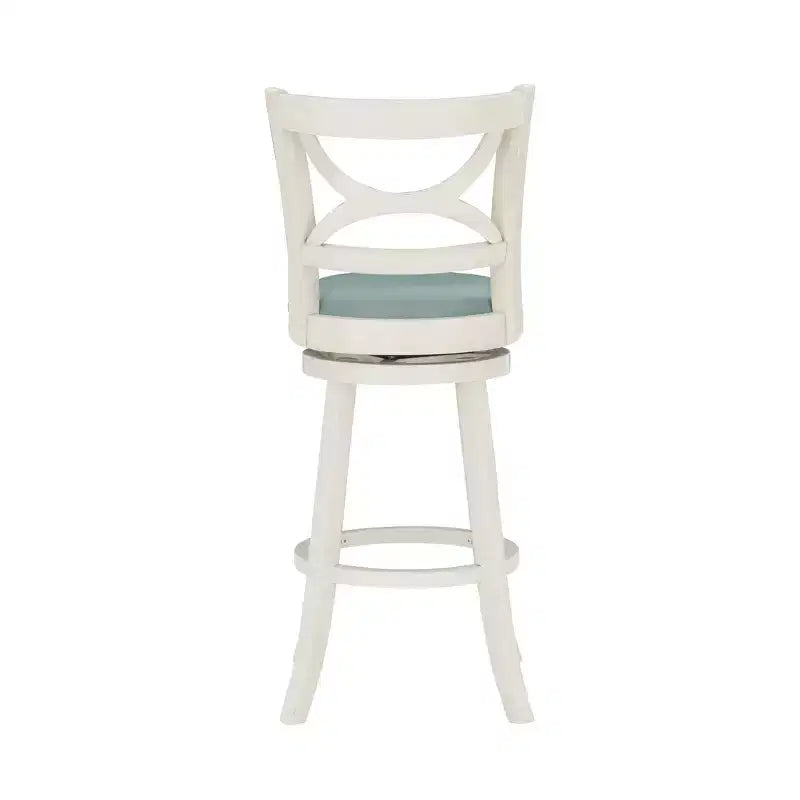 29" Winslow Faux Leather Swivel Barstool Cream - : Upholstered, Wood Legs, Fixed Height