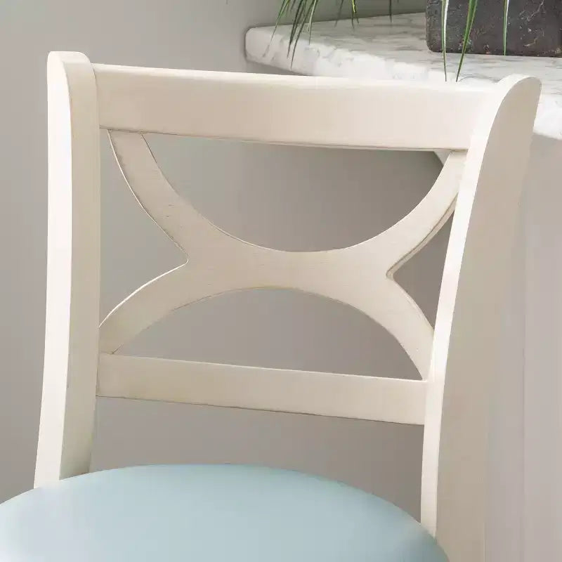 29" Winslow Faux Leather Swivel Barstool Cream - : Upholstered, Wood Legs, Fixed Height