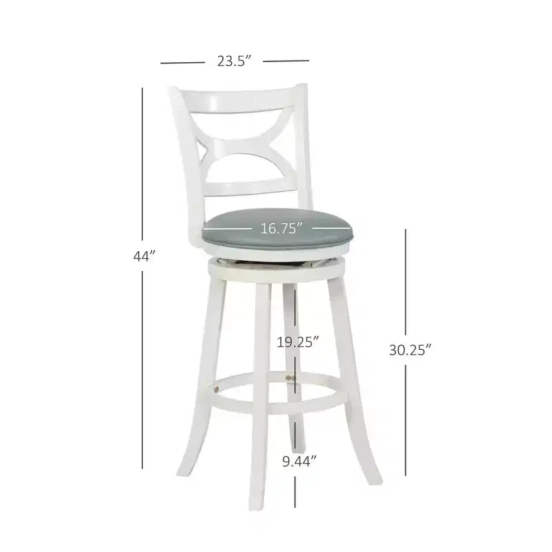 29" Winslow Faux Leather Swivel Barstool Cream - : Upholstered, Wood Legs, Fixed Height