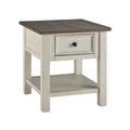 Signature Design by Ashley Bolanburg Rectangular End Table Brown/White: Fixed Shelf, Wood Legs, Storage Drawer