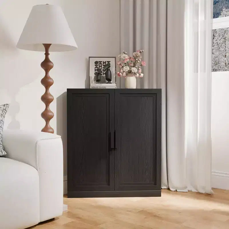 Meuble d'angle Dovelina avec étagères réglables, buffet, meuble à vin, meuble de cuisine et de salle à manger avec portes en bois - 31H x 31L, 36H x 31L