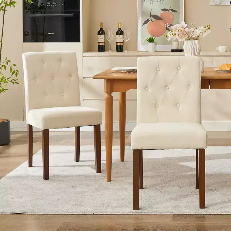 Lot de 6 / 4 chaises de salle à manger Parsons capitonnées - Chaises de cuisine en tissu rembourrées avec pieds en bois et sièges rembourrés - Meubles de salon et de cuisine