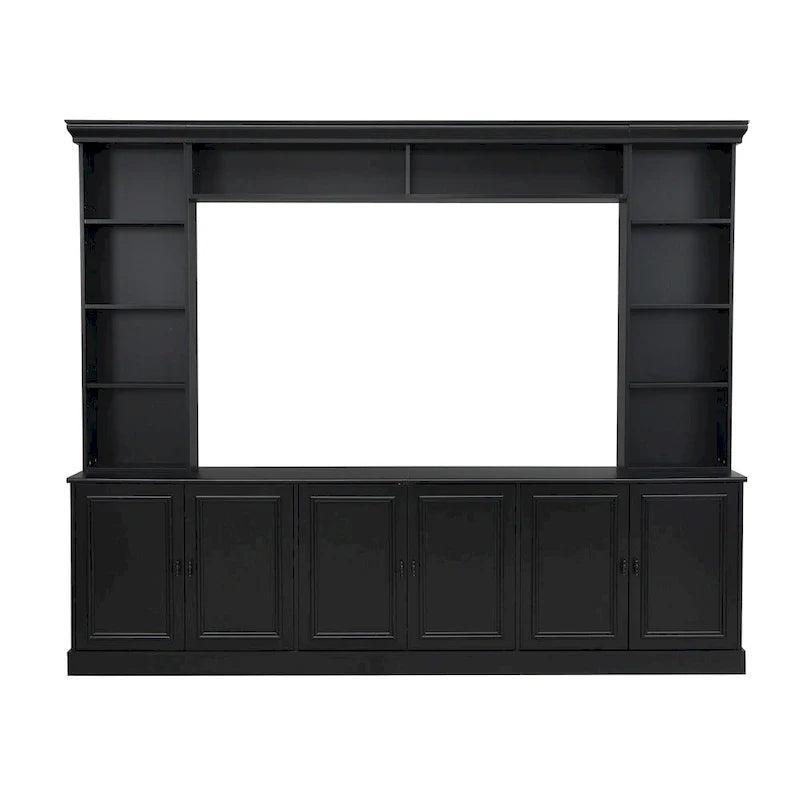 Ensemble mural de 4 meubles TV avec pont pour téléviseurs jusqu'à 70 pouces, meuble TV avec étagères réglables, grande console multimédia