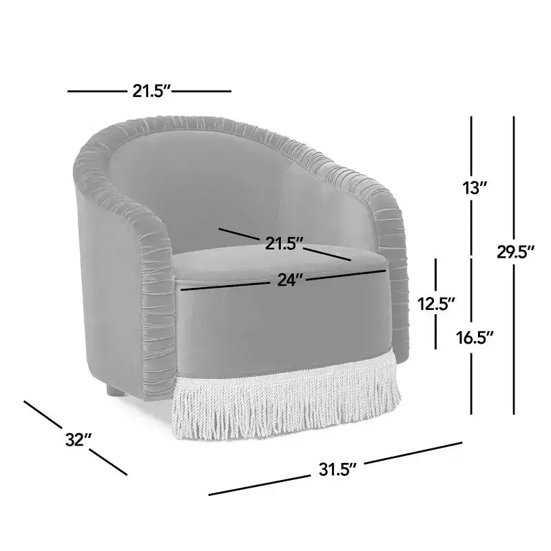 Jennifer Taylor Home Serena fauteuil d'appoint avec dossier capitonné et franges, velours performant vert olive, 80 cm