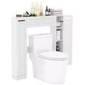 Costway Over the Toilet Storage Wooden Cabinet Drop Door Spacesaver Bathroom White