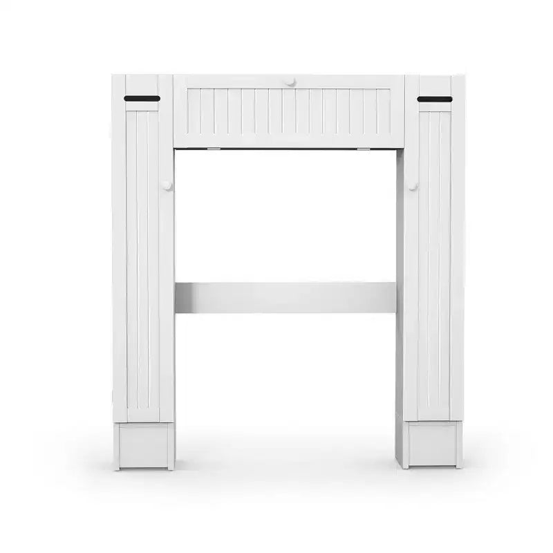Meuble de rangement WC en bois, avec porte basculante, gain de place, couleur blanc
