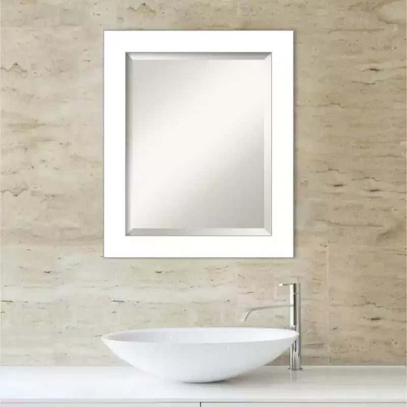 Miroir mural de salle de bain encadré en bois, blanc