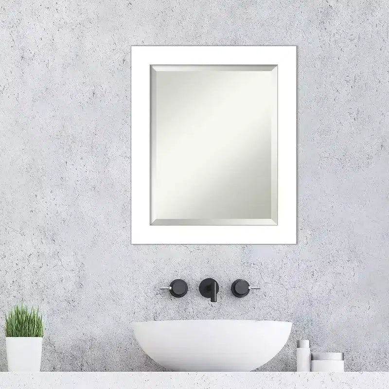 Miroir mural de salle de bain encadré en bois, blanc