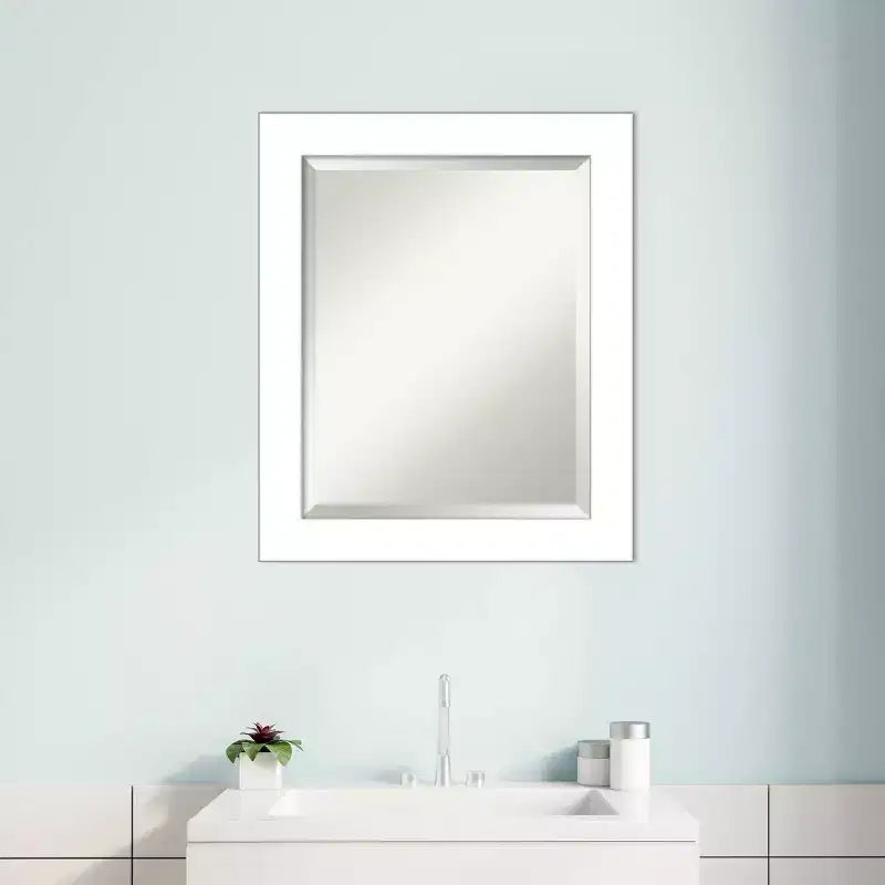 Miroir mural de salle de bain encadré en bois, blanc