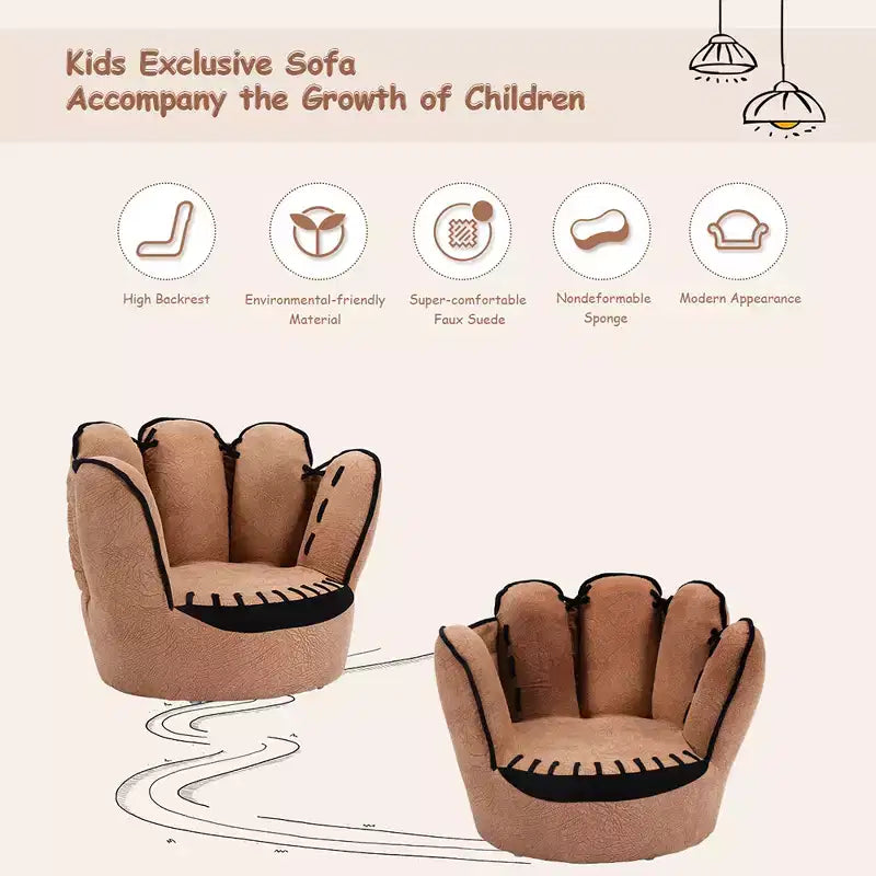 Kids Sofa Five Finger Armrest Chair Couch Children Living Room Toddler Gift