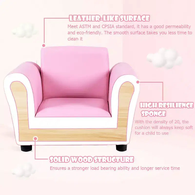 Kids Armrest Sofa Children Toddler Birthday Gift w/ Ottoman