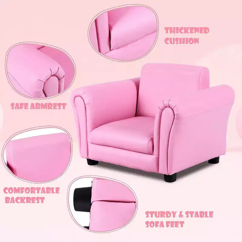 Kids Armrest Sofa Children Toddler Birthday Gift w/ Ottoman