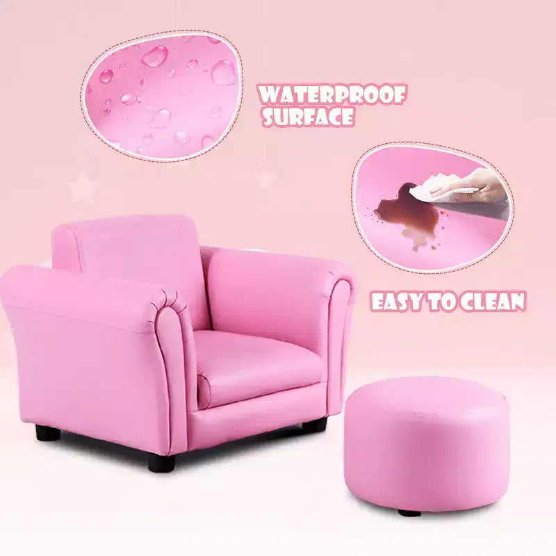 Kids Armrest Sofa Children Toddler Birthday Gift w/ Ottoman