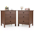 Costway 2PCS Nightstand with 3 Drawer for Bedroom Compact Storage Chest Modern Sofa Side