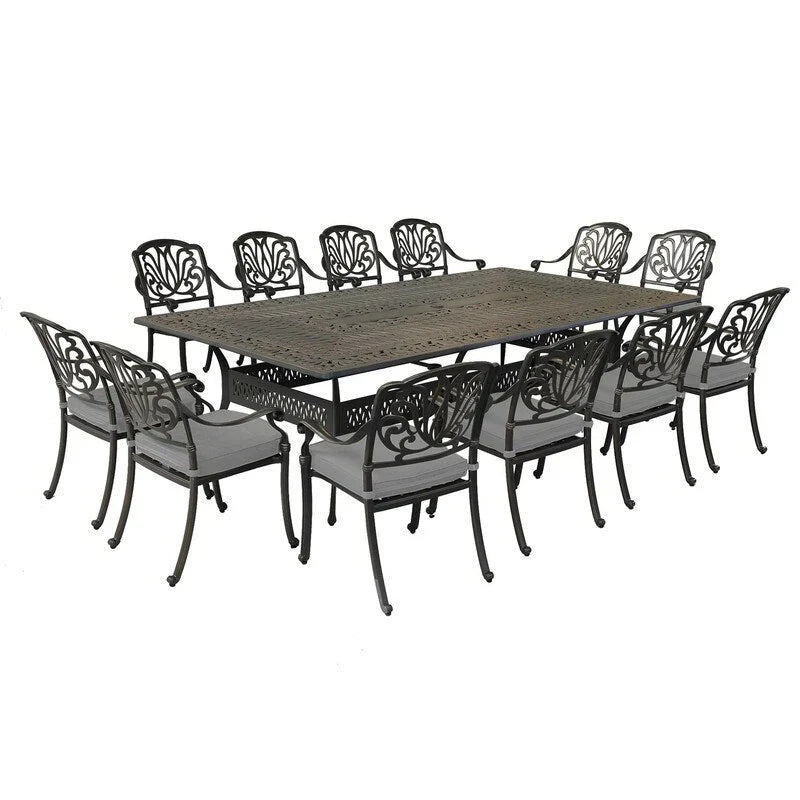 Ensemble de salle à manger Manasquan 13 pièces en aluminium couleur canon de fusil par Havenside Home