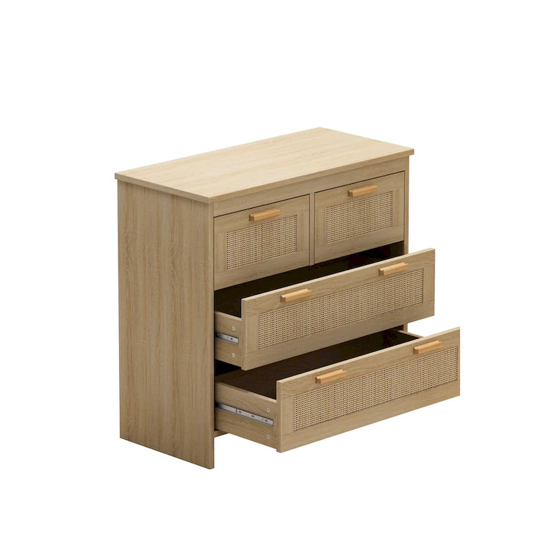Meuble à 4 tiroirs en rotin, pour chambre, salon, salle à manger, couloirs