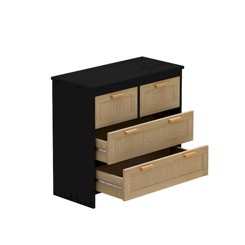 Meuble à 4 tiroirs en rotin, pour chambre, salon, salle à manger, couloirs