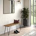Banc contemporain industriel de 42 pouces de largeur en bois de manguier massif, naturel, 12,8 po P x 42,3 po L x 16,7 po H