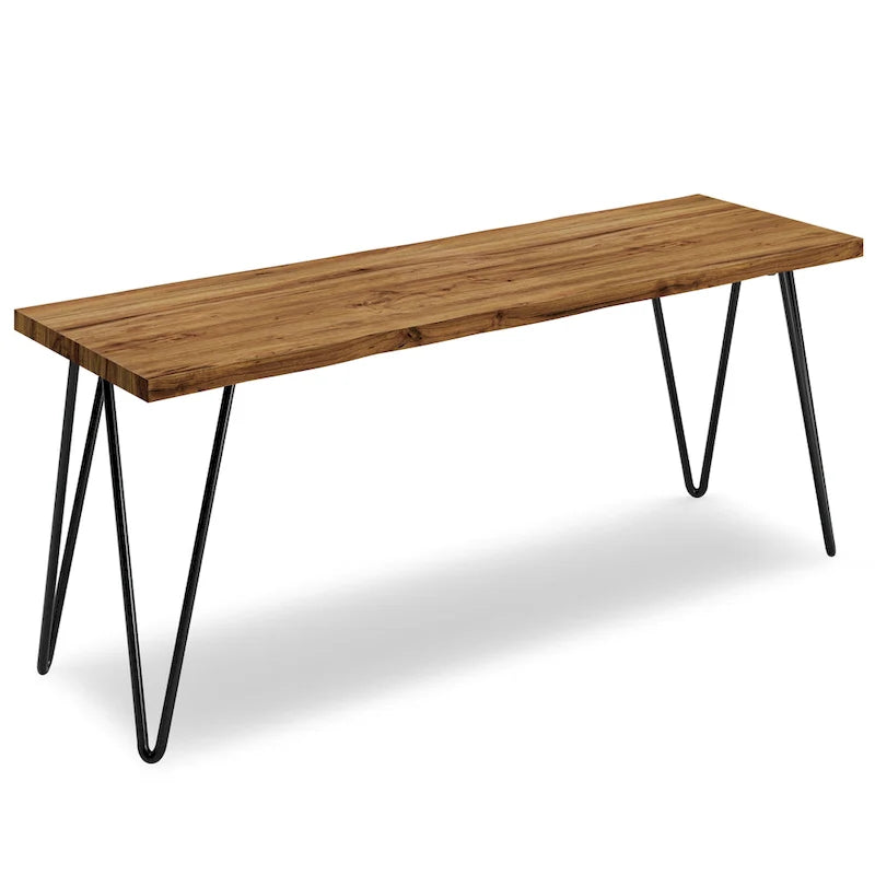 Banc contemporain industriel de 42 pouces de largeur en bois de manguier massif, naturel, 12,8 po P x 42,3 po L x 16,7 po H